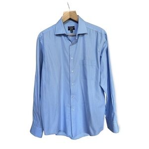 Alfani Men’s Performance Blue Button Front Shirt, Size Large 16-16.5 34-35